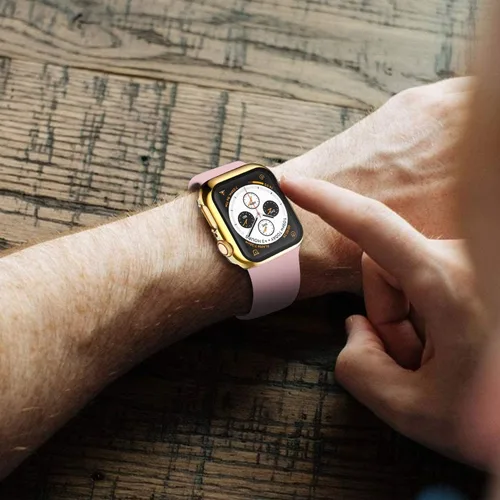 Miniatura 7 de Paquete de 2 fundas rígidas compatibles con Apple Watch Series 6, 5, 4, SE, de 1.575 pulgadas, protector de pantalla de vidrio templado, cobertura