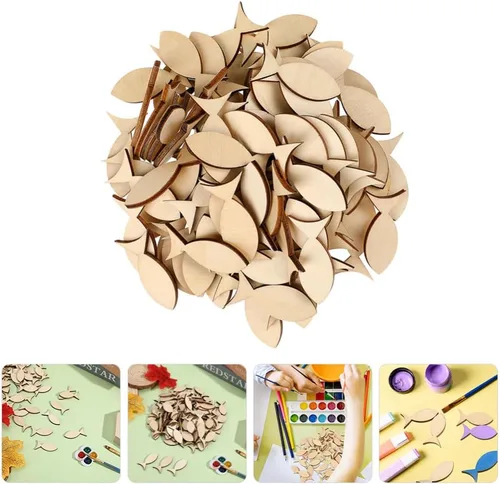Miniatura 8 de EXCEART 100 piezas de decoración de recortes de pescado sin terminar adornos colgantes recortes artesanales rebanadas de pescado sin terminar