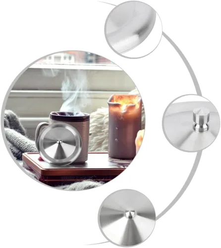 Miniatura 4 de Cabilock Tapas de taza de acero inoxidable a prueba de fugas de 3.14 pulgadas, juego de 2 tapas para tazas de agua con bordes lisos para tazas