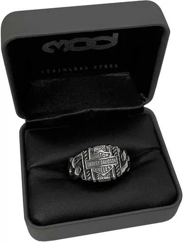 Miniatura 3 de Harley-Davidson Bar & Shield - Anillo de metal de acero inoxidable para hombre, color plateado