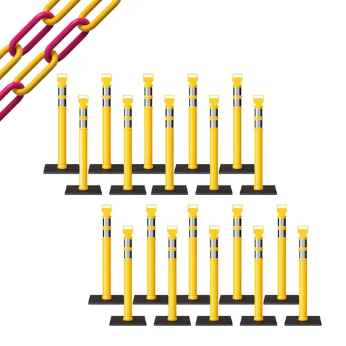 Miniatura 46 de Trafford Industrial - Juego de 20 postes de delineador de 45 pulgadas, collares reflectantes de 3 pulgadas, base de goma de 10 libras