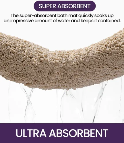 Miniatura 7 de DEXI - Alfombras de baño de 16"x24", alfombras antideslizantes para el suelo del baño, alfombra de baño ultrasuave y absorbente para la ducha, Beige