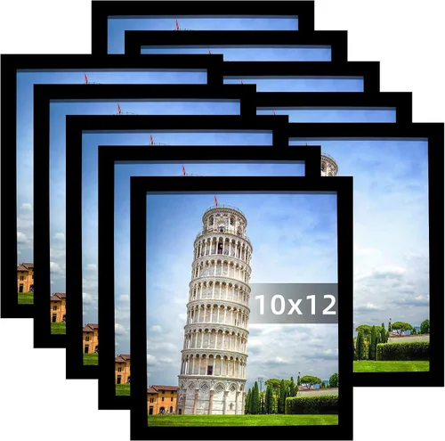 Miniatura 12 de SESEAT Juego de 10 portarretratos de 8 x 8 pulgadas, impresiones de 8 x 8 pulgadas sin paspartú, mesa o montaje en pared, color negro