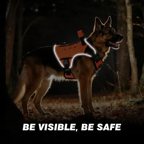 Miniatura 3 de WINGOIN - Arnés táctico para perros grandes, ajustable, reflectante, K9, para perros pequeños, arnés de servicio, con asa para caminar, senderismo