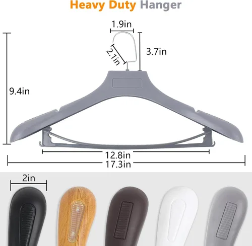 Miniatura 2 de DEDU Perchas de Plástico Extra Anchas para Trajes de Hombre, Paquete de 15, Ancho 17.7", Perchas Grises para Suéter sin Protuberancia en el Hombro