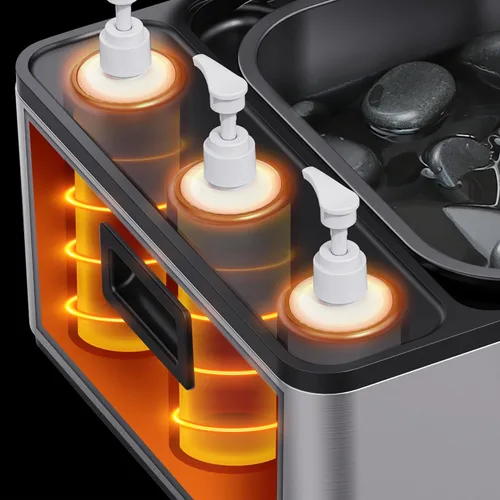 Miniatura 4 de Master Massage - Calentador eléctrico profesional de piedra de masaje 2 en 1 y 3 botellas de aceite de masaje y loción y calentador de gel,
