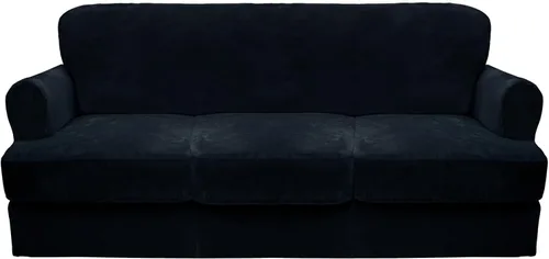 Miniatura 11 de CUCRAF Funda para sofá con cojines de 3 piezas, fundas deslizantes de terciopelo suave y grueso para sofá de la sala de estar, protector de muebles