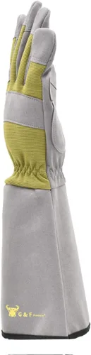 Miniatura 3 de G & F Products Florist Pro - Guantes de jardinería de rosa, palma de cuero sintético, protección contra espinas, manga larga