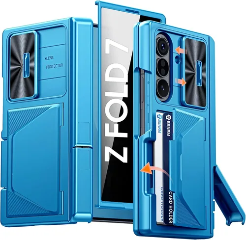 Miniatura 32 de Funda para Samsung Galaxy Z Fold 7 con tarjetero con bloqueo RFID, cubierta de lente deslizante integrada y protección de bisagra y protector