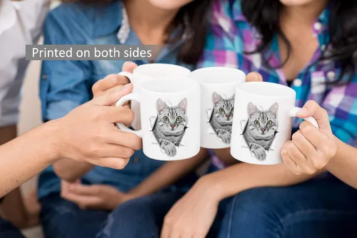 Miniatura 5 de Winston & Bear Bonita taza de café de cerámica con diseño de gatito gris, regalo para los amantes de los perros, mamá y papá, regalo perfecto