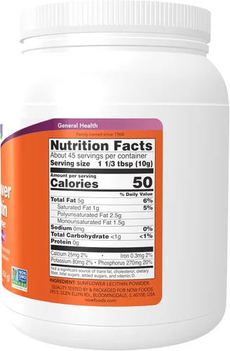Miniatura 2 de NOW Foods Supplements,Sunflower Lecithin with Naturally Occurring Phosphatidyl Choline and Other Phosphatides,Powder,1-Pound,(Pack of 2)