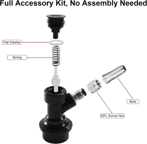 Miniatura 3 de MRbrew Juego de desconexión de cerradura de bola, accesorios de barril de maíz para bloqueo de bola de preparación casera para acoplador de postes