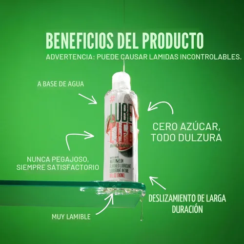 Miniatura 5 de LubeLife Lubricante con sabor a sandía a base de agua, lubricante personal para hombres, mujeres y parejas, hecho sin azúcar añadido, 8 onzas