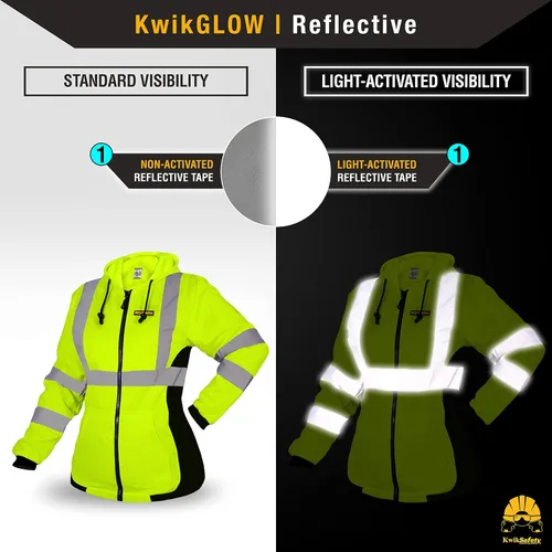 Miniatura 3 de KwikSafety - Charlotte, NC - Sudadera con capucha de seguridad de forro polar para mujer Chaqueta de seguridad Hi Vis para mujer Chaqueta ligera