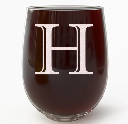 Miniatura 10 de Copa de vino grabada con monograma de 17 onzas sin tallo (letra A) A-Z, regalos personalizados para mujeres, copas de vino personalizadas, regalo
