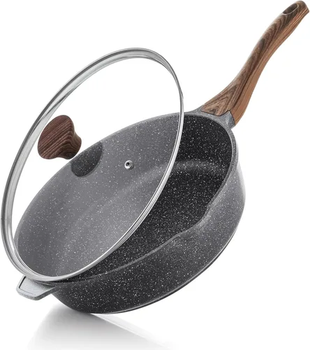 Miniatura 16 de SENSARTE Sartén Antiadherente, Sartén Profunda para Freír de 10/11/12 pulgadas, Sartén para Saltear con Tapa, Mango que se Mantiene Frío, Batería