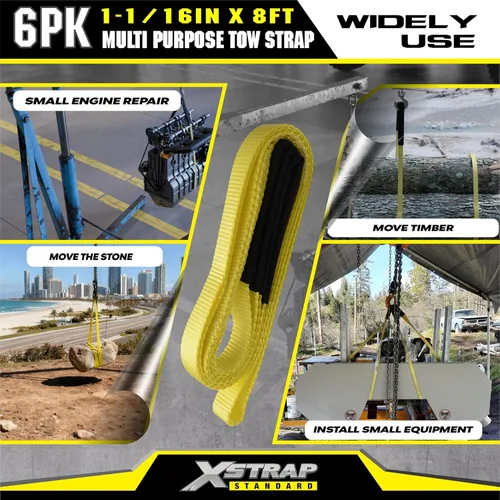 Miniatura 2 de XSTRAP STANDARD 2PK 1-3/4''x 8 pies de correas de remolque con extremos en bucle, eslinga de elevación con correa de tela