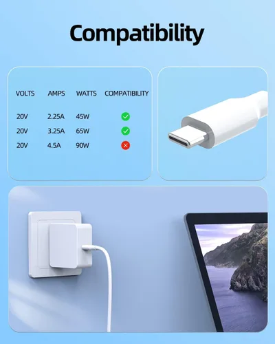 Miniatura 3 de Superer Cargador tipo C de 45 W y 65 W para Samsung Galaxy Chromebook XE930QCA XE931QCA, Galaxy Book Ion Flex de 15.6 pulgadas 13.3 pulgadas