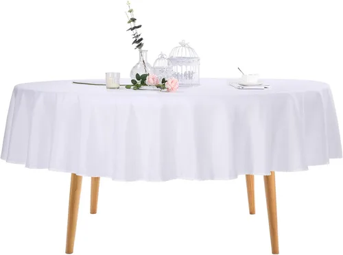 Miniatura 17 de Ascoza Paquete de 2 manteles rectangulares blancos de 60 x 84 pulgadas, tela de poliéster de 4 pies, para bodas, banquetes, restaurantes y fiestas