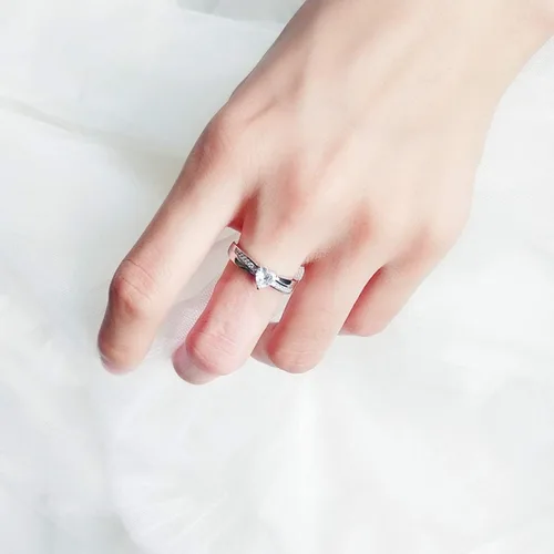 Miniatura 6 de AVECON Anillo de compromiso de plata de ley 925 con forma de corazón para ella, anillo solitario de compromiso de boda, eternidad, aniversario