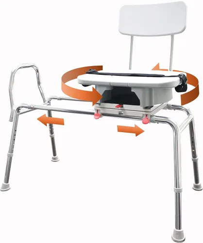 Miniatura 11 de Eagle Health Supplies Silla de ducha deslizante con asiento giratorio, elegible para FSA/HSA, bancos de ducha ajustables en altura para ducha