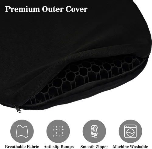 Miniatura 3 de Kayak Seat Cushion, Anti Slip Gel Seat Cushion for Long Sitting on Boat, Canoe, Sup, Chair Negro