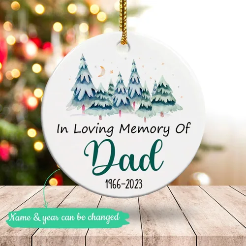 Miniatura 2 de Adorno de cerámica personalizado de Navidad en memoria amorosa de papá, adorno de Navidad personalizado para papá, adorno de recuerdo 2025, regalo