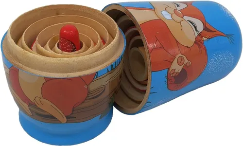 Miniatura 8 de Konrisa 6 piezas de muñecas de anidación de ardilla para niños, muñecas rusas de anidación Matryoshka, figura de madera, juguetes apilables