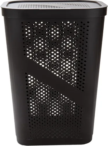 Miniatura 5 de Mind Reader Cesta delgada para ropa sucia con tapa, cesta de ropa de 60 L, plástico ventilado, color marrón