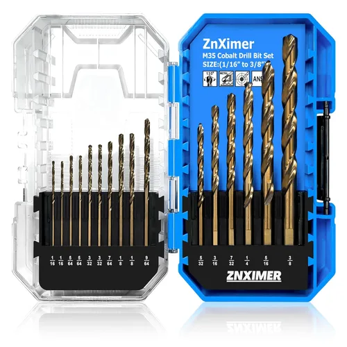 Miniatura 14 de Broca de cobalto de 1/8 pulgadas, broca helicoidal de acero de alta velocidad M35 de longitud estándar, punta de 135 grados para metal duro, acero