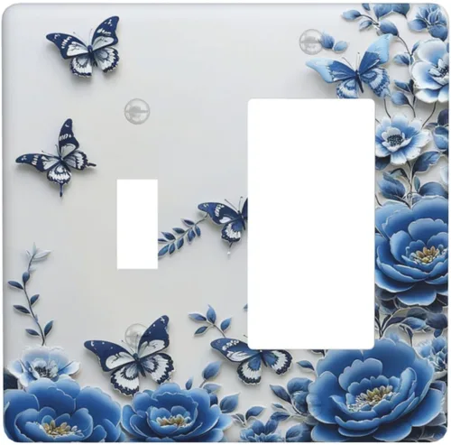 Miniatura 102 de Cubiertas Decorativas para Tomacorrientes Boho Floral Beige Flor y Hoja Botánico 1 Gang Interruptor de Luz Dúplex Placa Cubierta Placas de Boho