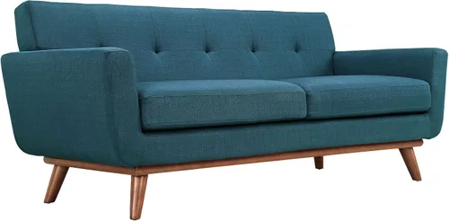 Miniatura 4 de Modway Engage - Sillón de una pieza tapizado con tela y sofá de dos piezas de estilo de mediados de siglo, Textil, Celeste