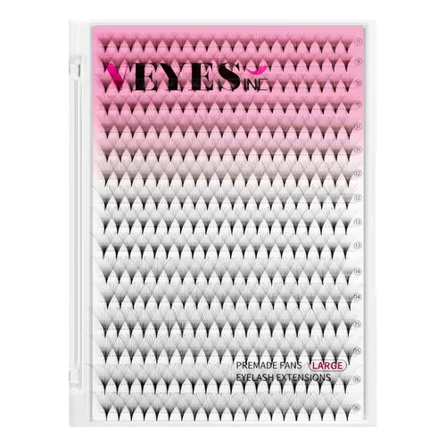 Miniatura 15 de VEYES INC Extensiones de pestañas postizas en abanico 3D-24D C/D rizo natural y volumen mixto, suministros de pestañas profesionales, negro mate 10D