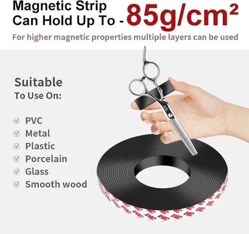 Miniatura 3 de Cinta Magnética DTLHCNCT - Rollo de cinta magnética de tira de imán de 16 pies x 1 pulgada con fuerte respaldo adhesivo, tira magnética para cocina