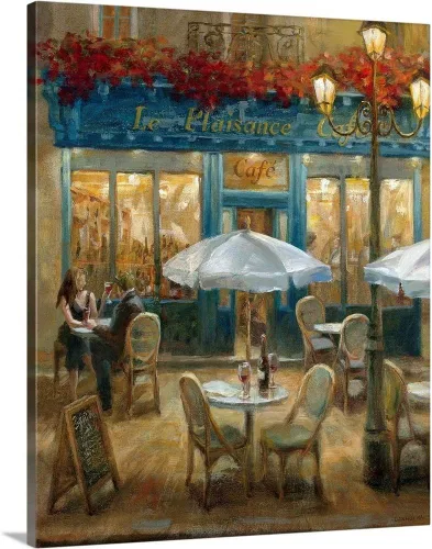 CANVAS ON DEMAND Lienzo decorativo para pared de Paris Cafe I por Danhui Nai, contemporáneo, figurativo, tradicional, decoración del hogar, arte