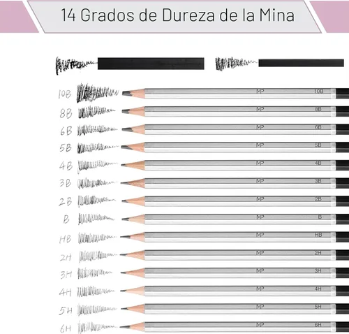 Miniatura 5 de Mr. Pen - Juego de lápices de dibujo para dibujo, 19 piezas, lápices de grafito (10B-6H), palitos de grafito, borradores, sacapuntas de metal
