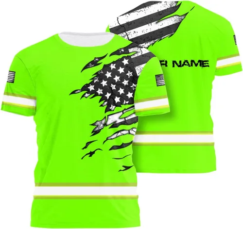 Miniatura 32 de Sudadera con Capucha de Alta Visibilidad con Bandera de EE.UU. de Color Personalizado para Hombres y Mujeres con Cintas Reflectantes, Ropa