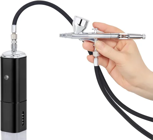 Miniatura 4 de Casubaris - Kit portátil de aerógrafo sin cable con compresor, bolígrafo de aire de doble acción recargable y con parada automática reemplazable