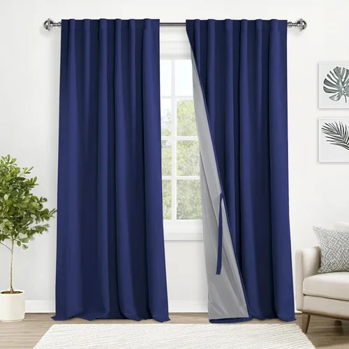 Miniatura 50 de XWZO Cortinas blancas 100% opacas con alzapaños, 2 capas gruesas completamente sombreadas con bolsillo para barra y pestaña trasera, cortinas