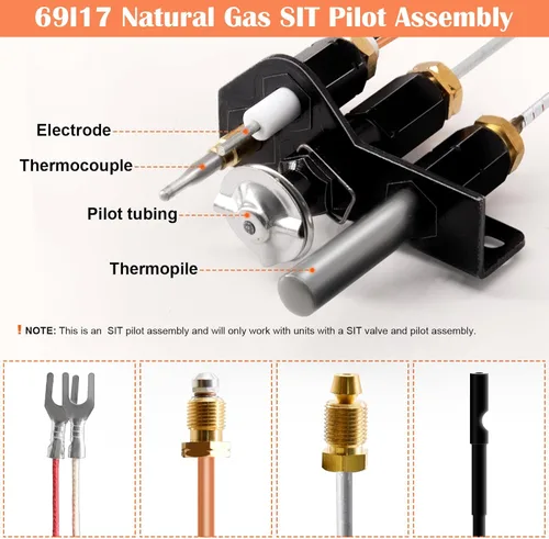 Miniatura 2 de Hiorucet Kit de montaje piloto de gas natural (NG) 69L17 para Lennox Elite, IHP, Merit, Serefina, Superior, Astria Chimeneas, 69L1701, 904405, J4117