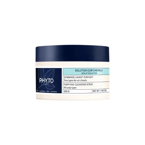 PHYTO Scalp Solutions - Exfoliante purificador de sal marina y eucalipto de limpieza profunda, elimina la acumulación, sin silicona ni sulfatos,
