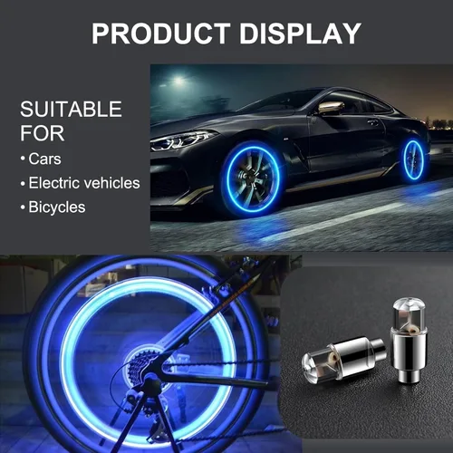 Miniatura 6 de ZKFAR 6 unidades de luz de tapa de vástago de válvula de cubo de rueda de automóvil, luz impermeable para válvulas de flash de neumáticos, Azul