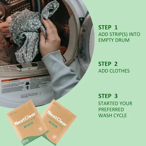 Miniatura 7 de Hojas de Detergente para Ropa - Tamaño de Viaje - Sin Fragancia 32 Tiras (32 Cargas) - Jabón Concentrado para Ropa sin Líquido - Sin Desorden