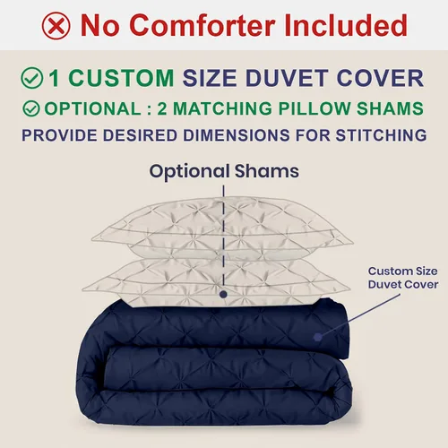 Miniatura 76 de Kotton Culture 1 Pc Twin/Twin XL Size Pinch Pleated - Pintuck Duvet Cover Only - 100% Egyptian Cotton Sateen -1000 TC Luxury Comforter Cover-Zipper
