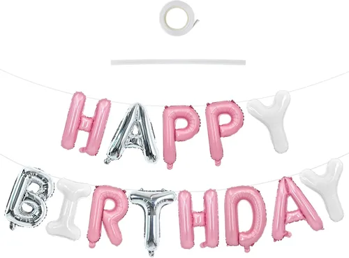 Miniatura 72 de TONIFUL Pancarta de Globos Negros de Feliz Cumpleaños de 16 Pulgadas con Letras de Papel de Aluminio Mylar, Cartel Banderín Reutilizable