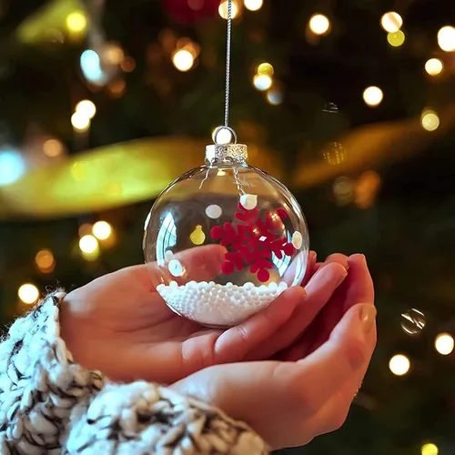 Miniatura 3 de 12 piezas de bolas de adorno rellenables de plástico transparente, bolas de Navidad de 60 mm para bricolaje, para Navidad, Halloween, cumpleaños
