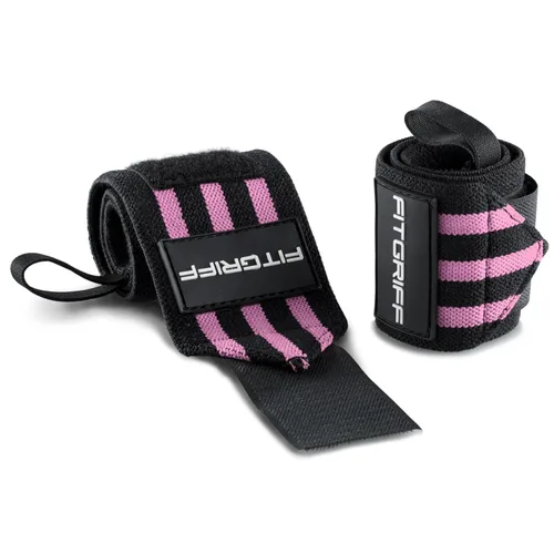 Miniatura 5 de Fitgriff® Muñequeras para levantamiento de pesas (18 pulgadas), soporte resistente para gimnasio, prensa de banco y flexiones (1 par) - para hombres