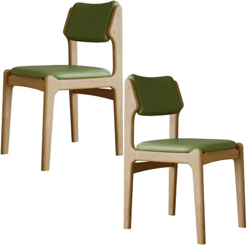 Miniatura 24 de YVYKFZD Wooden Dining Chairs Set, Leather Dining Room Chair with Back, Upholstered Kitchen Chairs, Armless Living Room Chair, for Bedroom Offices