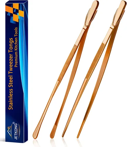 Miniatura 16 de Jetkong 2 pinzas de cocina de 40.6 cm, extra grandes, de acero inoxidable, para alimentos, pinzas de cocina gigantes (color dorado)