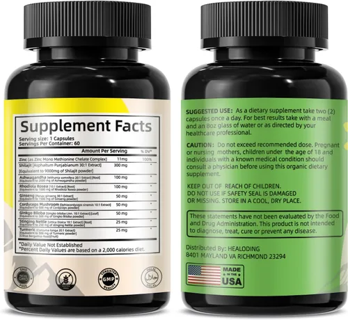 Miniatura 7 de Cápsulas de Shilajit del Himalaya: extracto purificado de Shilajit del Himalaya – Apoyo de energía natural y resistencia, vegano, sin OMG antiguo